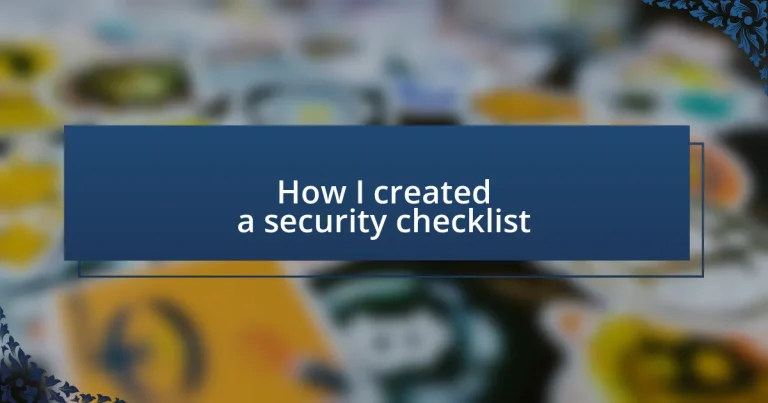 How I created a security checklist