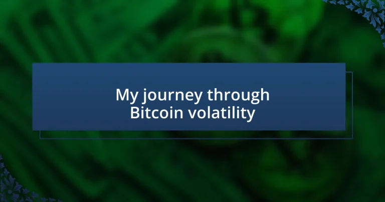 My journey through Bitcoin volatility