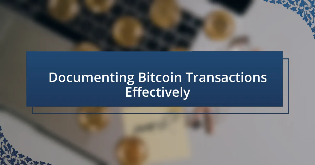 Documenting Bitcoin Transactions Effectively