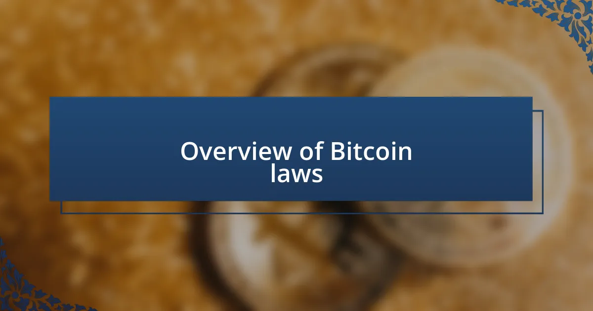 Overview of Bitcoin laws