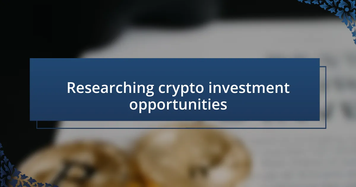 Researching crypto investment opportunities