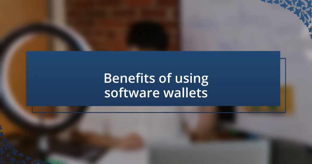 Benefits of using software wallets