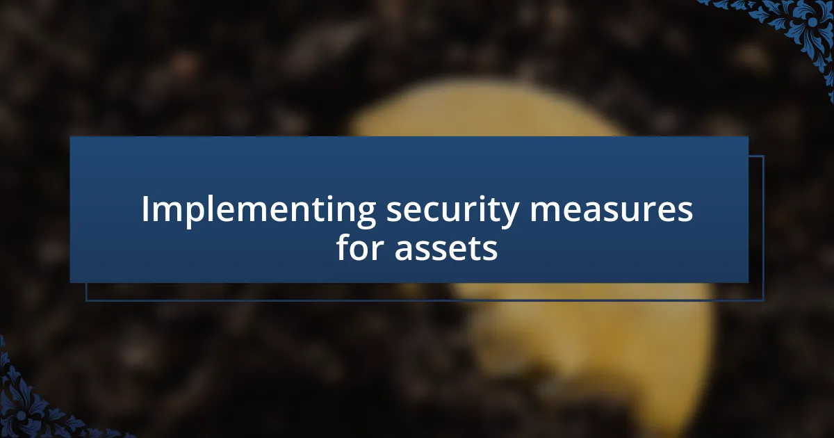 Implementing security measures for assets